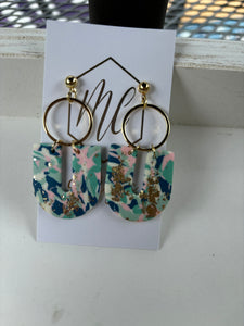 Marble Aqua Clay Earrings