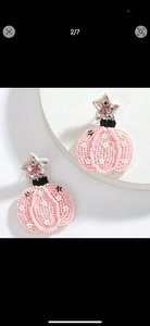 Fall Pumpkin Beaded Earrings Halloween