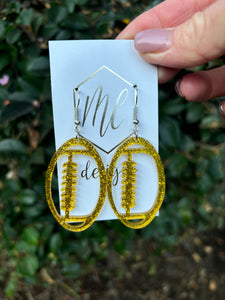 Acrylic Glitter Open Football Earrings