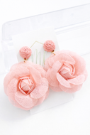 Sheer Fabric Flower Earrings