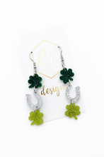 St Patty Day Clover Horseshoe Earrings