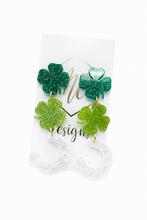 St Patty Day Clover Horseshoe Earrings
