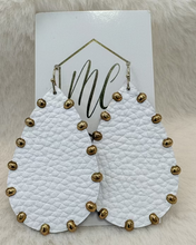Leather and Gold Teardrop Earrings