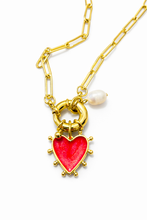 Heart Pearl Chunky Charm Chain Necklace
