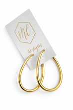 Elongated Oval Hoop Matte Gold Earrings
