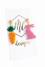 Glitter Bunny and Easter Carrot Earrings