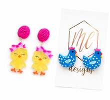 Spring Chicks Chicken Earrings