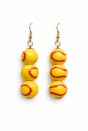 3-D Softball Earrings