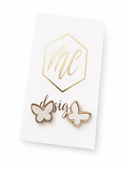 Gold w Silver Insert Butterfly Studs