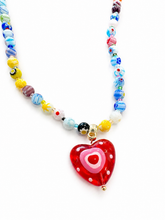 Hand Painted Heart Pendant Necklace