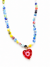 Hand Painted Heart Pendant Necklace