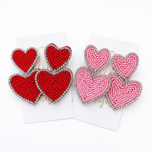 Double Heart Seed Bead Earrings