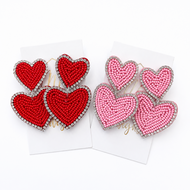 Double Heart Seed Bead Earrings