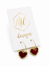 Red Heart Hoop Earrings
