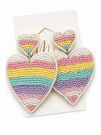 Large Beaded Heart Earrings Valentine's Day