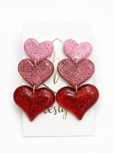 Triple Heart Acrylic Valentine Earrings