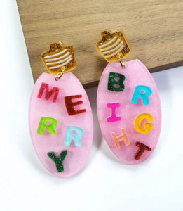 Light Bulb Christmas Acrylic Merry Earrings