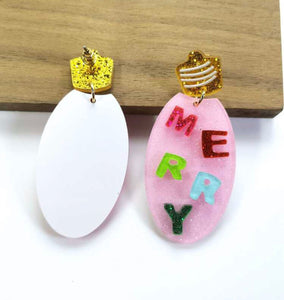 Light Bulb Christmas Acrylic Merry Earrings