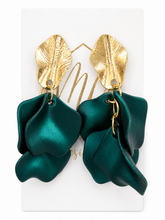 Small Petal Earrings w Gold Leaf Top