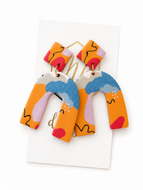 Colorful Clay Earrings Orange and Blue