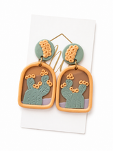 Cactus with Flowers Clay Earrings
