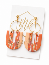 Marbled U-shaped Gold Flake Clay Earrings
