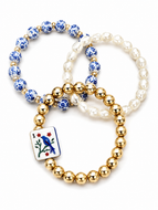 Mahjong Pearl Bead Bracelet Set