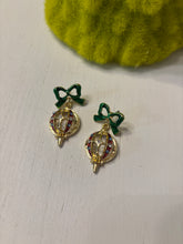 Christmas Ornament Earrings with a Bow