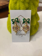 Christmas Ornament Earrings with a Bow