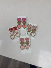 Beaded Triple Heart Valentine Earrings