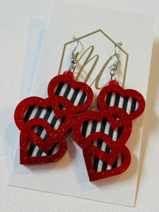 New Acrylic Heart Valentine Ascending Earrings