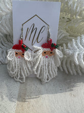 Fringe Beaded Santa Claus Christmas Earrings