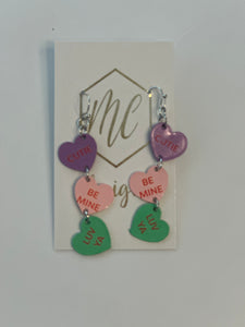 Acrylic Valentine Conversation Candy Heart Earring