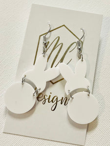 White acrylic bunny earrings