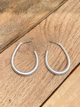 Elongated Oval Hoop Matte Gold Earrings