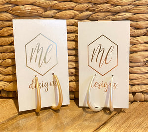 Elongated Oval Hoop Matte Gold Earrings