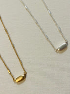 Oval Matte Studs Gold Silver with Matching Necklace