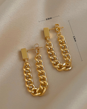 Gold Edgy Chain Bar Link Studs