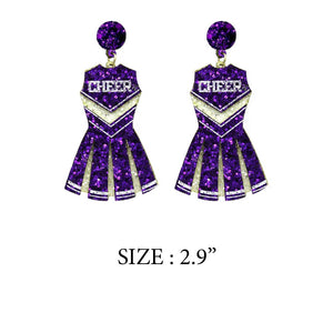 GLITTER CHEERLEADER UNIFORM DROP POST EARRING