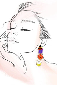 HALLOWEEN BOO GHOST PUMPKIN BEADED EARRINGS