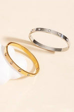 Stainless Steel Dipped 18K Gold and Silver Rhinestone Bangle