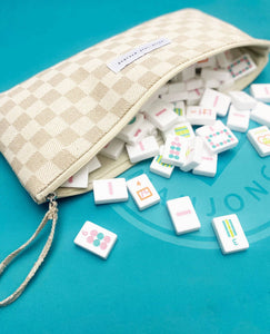 Checkered Mahjong Tile Zipper Pouch
