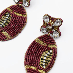 New Jeweled Football Seed Beaded Earrings