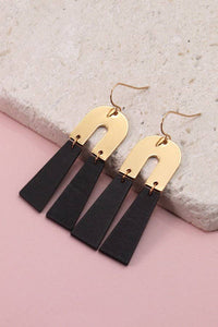 ARCH METAL & WOOD DROP EARRINGS