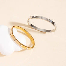 Stainless Steel Dipped 18K Gold and Silver Rhinestone Bangle