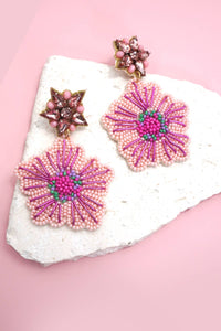 FLOWER  SEED BEADED EARRINGS
