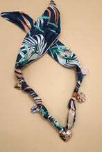 Blue and Gold Charm Floral Scarf Necklaces