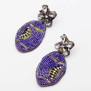 New Jeweled Football Seed Beaded Earrings