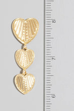 Ribbed Triple Heart Dangle Earrings