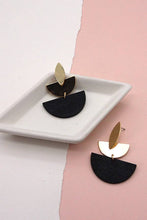 WOOD METAL MIX  GEO SHAPE EARING